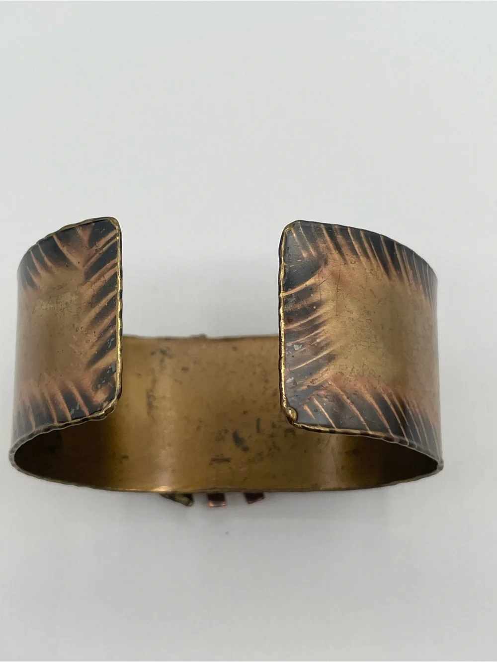 Copper & Brass Fishbone Cuff Bracelet - Copper/Gold